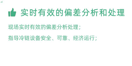 實時有效的偏差分析和處理：實時有效的偏差處理； 指導(dǎo)冷鏈設(shè)備安全、可靠、經(jīng)濟(jì)運(yùn)行；